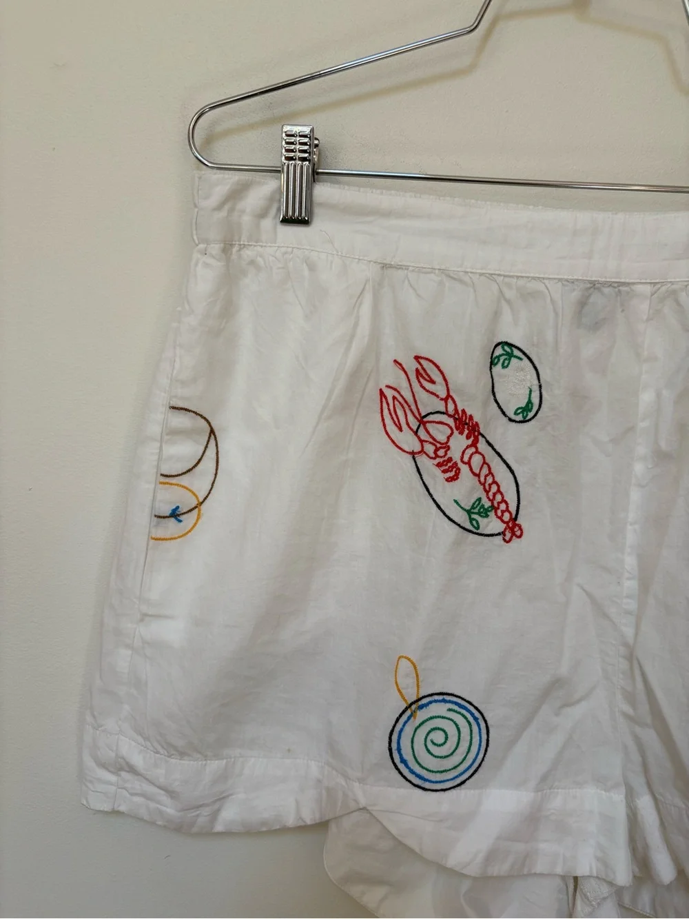 NWOT Celandine Picnic Embroidered Poplin Scalloped Pull-On Shorts Size XL